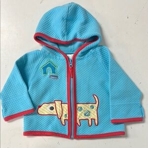 Hanna Andersson Quilted Appliqué Dog Hooded Jacket 60cm 3-6m